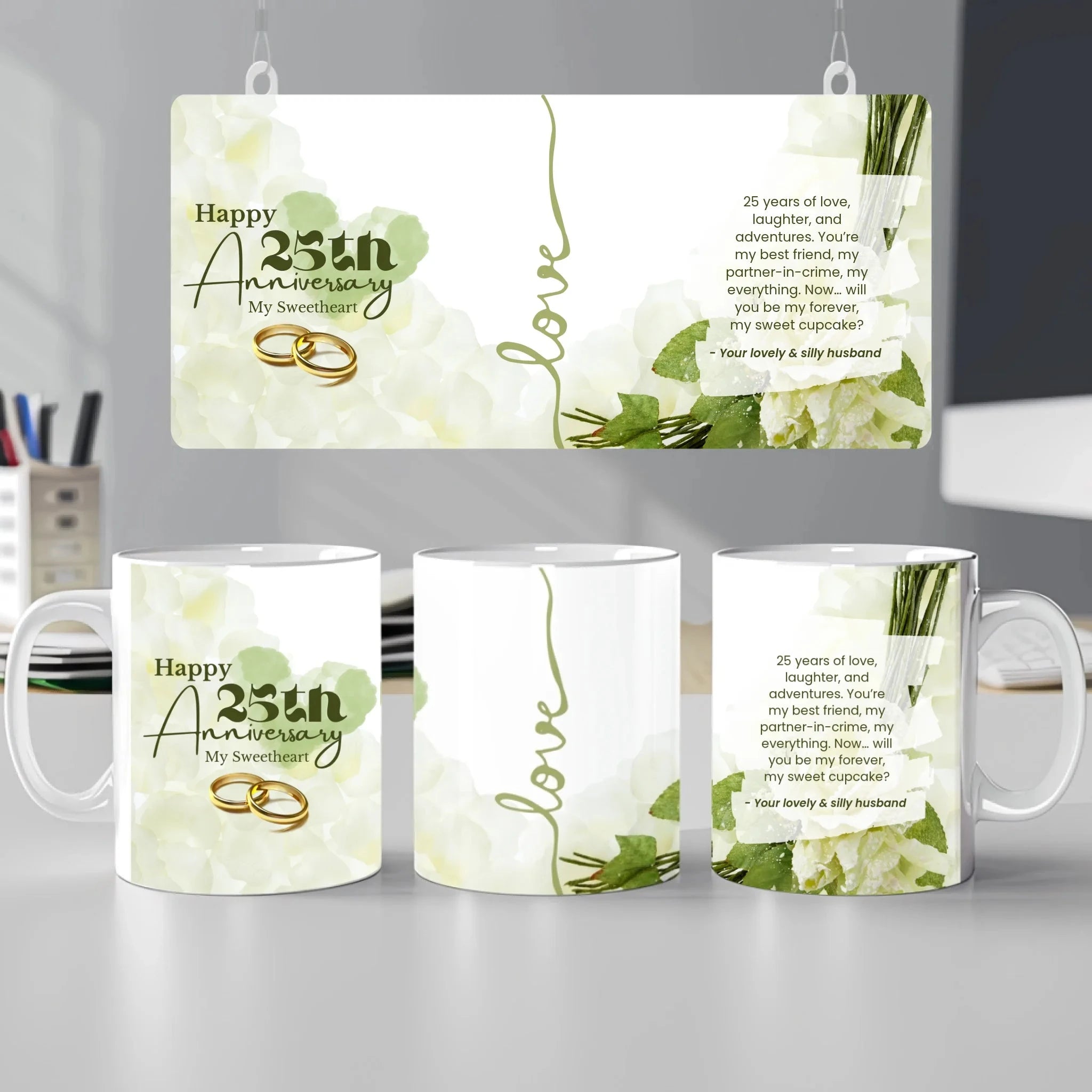 Anniversary Love Note Mug – From Your Silly Husband Drinkware Ceramic Mug, (11oz, 15oz) Default 11oz